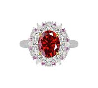 GGYTMQL Prodotti da Ragazza abbagliante 3 Anelli di moissanite per Donne ovali Taglio D Colore S925 Sterling Silver Lab Create Anelli di Diamanti Perfetti per Le Feste di Abbigliamento Quotidiano
