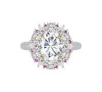 GGYTMQL Prodotti da Ragazza abbagliante 3 Anelli di moissanite per Donne ovali Taglio D Colore S925 Sterling Silver Lab Create Anelli di Diamanti Perfetti per Le Feste di Abbigliamento Quotidiano