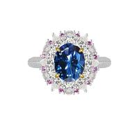 GGYTMQL Prodotti da Ragazza abbagliante 3 Anelli di moissanite per Donne ovali Taglio D Colore S925 Sterling Silver Lab Create Anelli di Diamanti Perfetti per Le Feste di Abbigliamento Quotidiano