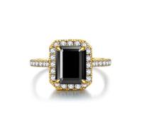 GGYTMQL Prodotti da Ragazza abbagliante 3 Anelli moissanita per Donne Taglio Smeraldo d Colore s925 Sterling Lab Laboratorio Creato Anelli di Diamanti Perfetti per Le Feste di Abbigliamento