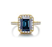 GGYTMQL Prodotti da Ragazza abbagliante 3 Anelli moissanita per Donne Taglio Smeraldo d Colore s925 Sterling Lab Laboratorio Creato Anelli di Diamanti Perfetti per Le Feste di Abbigliamento