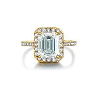 GGYTMQL Prodotti da Ragazza abbagliante 3 Anelli moissanita per Donne Taglio Smeraldo d Colore s925 Sterling Lab Laboratorio Creato Anelli di Diamanti Perfetti per Le Feste di Abbigliamento