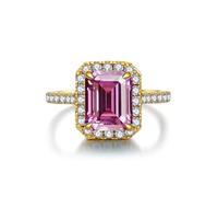 GGYTMQL Prodotti da Ragazza abbagliante 3 Anelli moissanita per Donne Taglio Smeraldo d Colore s925 Sterling Lab Laboratorio Creato Anelli di Diamanti Perfetti per Le Feste di Abbigliamento