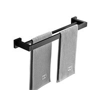 GGYTMQL Rastrelli da Asciugamano, Asciugamano Nero a Doppia Barra da Asciugamano a Parete in Acciaio Inossidabile a 2 Bar Porta da Bagno Accessori da Bagno/Decorazione da 50 cm