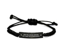 GGYTMQL Regalo di corda dell'assistente sociale per Natale - Potrei essere un assistente sociale, ma non posso sistemare le persone stupide. - braccialetto a corda regolabile, piccolo, nylon, nessuna