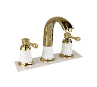 GGYTMQL Respuglio del lavandino del Bagno per Bagno Montato a Parete Calda e Fredda a Cascata a Leva a Leva a Leva a Cascata in Ottone Totale (Colore: Oro Opaco)