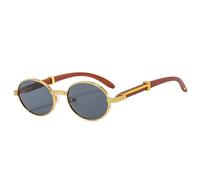 GGYTMQL Retro Ovale Uomini Occhiali Da Sole Moda Trasparente Gradiente Lens Eyewear Donne Occhiali Da Sole di Lusso Sfumature UV400, Grigio Dorato, Taglia unica