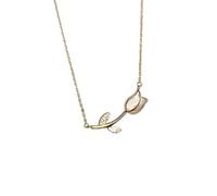 GGYTMQL Rose Flower Collane per le Donne 925 Tulipani Scintillante Ciondolo San Valentino s, A