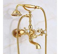 GGYTMQL Rubinetti da Vasca da Bagno in Ottone in Ottone in Ottone in Ottone Mixer per Rubinetto a Parete Montato a Parete Kit per la Doccia Set di rubinetti per la Doccia, Dorato A