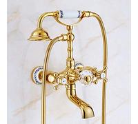 GGYTMQL Rubinetti da Vasca da Bagno in Ottone in Ottone in Ottone in Ottone Mixer per Rubinetto a Parete Montato a Parete Kit per la Doccia Set di rubinetti per la Doccia, Dorato A