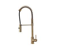 GGYTMQL Rubinetti del lavello da cucina, mixer ugello spray in ottone a spruzzo a spruzzo a manico singolo crane ad acqua rotante calda e fredda, oro (nero)
