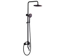 GGYTMQL Rubinetti Doccia Ottone Nero Bagno Doccia Miscelatore Miscelatore Set Pioggia Soffione Rotondo Parete Vasca Da Bagno Rubinetto