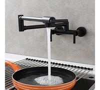 GGYTMQL Rubinetto a filler in pentola sia per il mixer di acqua fredda calda, pieghevole monte da cucina a parete commerciale ristorante lavello in ottone 3 manici a 2 fori braccio swing a doppia