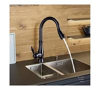 GGYTMQL Rubinetto cucina a tratto di tipo vaso in ottone-Rigotti del lavello per cucina per cucina (nero, con dimensioni del tubo 3-8)