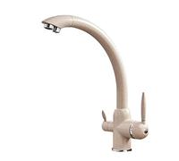 GGYTMQL Rubinetto da cucina a 3 vie in ottone caldo e freddo acqua pura rotazione del rubinetto cucina rotante (oro)