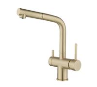 GGYTMQL Rubinetto da cucina a 3 vie, rubinetto del lavello da cucina tirare fuori cucina rubinetto da cucina 360 ° rotazione 3 in 1 lavello cucina oro spazzolato