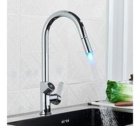 GGYTMQL Rubinetto da Cucina a LED out Cromo, Display a Temperatura Smart Kitchen Lavel Doucet, Tocca per Miscelatore da Cucina Flessibile, Rubinetto della Cucina Moderna 360 °, Acciaio Inossidabile