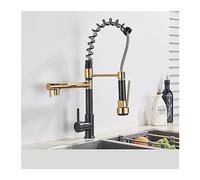 GGYTMQL Rubinetto da cucina a molla nera tira fuori spruzzo laterale a doppio becco 360 mixer girevole rubinetto rubinetto rubinetto a maniglia singola cucina cucina (nero a)