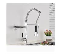 GGYTMQL Rubinetto da cucina a molla nera tira fuori spruzzo laterale a doppio becco 360 mixer girevole rubinetto rubinetto rubinetto a maniglia singola cucina cucina (nero a)
