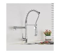 GGYTMQL Rubinetto da cucina a molla nera tira fuori spruzzo laterale a doppio becco 360 mixer girevole rubinetto rubinetto rubinetto a maniglia singola cucina cucina (nero a)