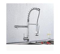 GGYTMQL Rubinetto da cucina a molla nera tira fuori spruzzo laterale a doppio becco 360 mixer girevole rubinetto rubinetto rubinetto a maniglia singola cucina cucina (nero a)