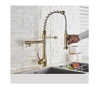 GGYTMQL Rubinetto da cucina a molla nera tira fuori spruzzo laterale a doppio becco 360 mixer girevole rubinetto rubinetto rubinetto a maniglia singola cucina cucina (nero a)