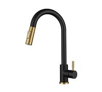 GGYTMQL Rubinetto da cucina con sensore estraibile dorato con controllo touch, miscelatore per cucina con sensore touch (nero opaco3, Smart Touch)
