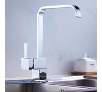 GGYTMQL Rubinetto da cucina in rame Quadrato Rotary Kitchen Sink Faucet Cold and Hot Water Mixer Single-Handled Galvanotecnica Doppio senza piombo