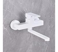 GGYTMQL Rubinetto da cucina montato a parete bianca e fredda rubinetto a doppio foro per lavello da cucina bagno-20 cm (25 cm)