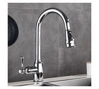 GGYTMQL Rubinetto da cucina nera in bronzo tirare fuori spruzzatore a 2 vie a due vie a manico singolo mixer acqua fredda crane per l'acqua per cucina 360 rotazione (nichel spazzolato)