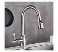 GGYTMQL Rubinetto da cucina nera in bronzo tirare fuori spruzzatore a 2 vie a due vie a manico singolo mixer acqua fredda crane per l'acqua per cucina 360 rotazione (nichel spazzolato)