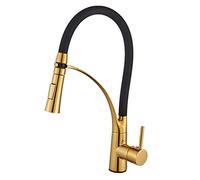 GGYTMQL Rubinetto da cucina nero opaco tira fuori lavello cucina rubinetti dell'acqua a manico singolo Mixer TAP 360 GRANE ROTAZIONE Montata 6077 (oro)