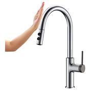 GGYTMQL Rubinetto da Cucina Senza Tocco con spruzzatore a tiro Verso Il Basso, Tocco inducente Manico Singolo lavello Cucina Intelligente in Lega di Zinco a 360 ° Rotazione Mixer Acqua Calda e