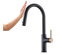 GGYTMQL Rubinetto da Cucina Senza Tocco con spruzzatore a tiro Verso Il Basso, Tocco inducente Manico Singolo lavello Cucina Intelligente in Lega di Zinco a 360 ° Rotazione Mixer Acqua Calda e