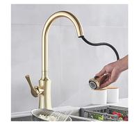 GGYTMQL Rubinetto da Cucina Spazzolato Tira Fuori 2 funzioni lavelli Cucina miscelatori Ponte Molla Molla morsa Rubinetto (Oro Spazzolato)