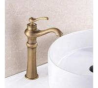 GGYTMQL Rubinetto del lavandino del bacino da bagno in ottone antico con decorazione di lusso Miselatore di superficie spazzolata in bronzo per arredamento per la casa