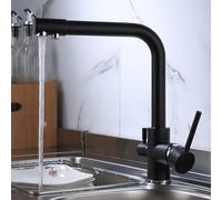 GGYTMQL Rubinetto del lavello da cucina per la commerciale da fattoria a bar, rubinetti da cucina a filtro, rubinetto a rotazione in rame nero 360, con caratteristica di purificazione dell'acqua,