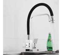 GGYTMQL Rubinetto del lavello per la cucina per la fattoria di fattoria commerciale, rubinetti da cucina filtrante, cucina a rotazione multifunzione in ottone nero 360 con rubinetti del mixer per