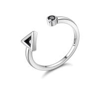 GGYTMQL S925 Anelli geometrici a triangolo rotondo aperto, anelli regolabili da donna accessori per gioielli sportivi casual, regali per la fidanzata