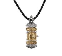 GGYTMQL S925 Ciondolo d'Argento, Lotus Guanyin Amulet Necklace Ciondolo Retro Etnico Etnico Etnico Mantra Mantra Incisione di Rame Pendant Openble, (Senza Catena) (B 48 * 17mm)