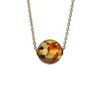 GGYTMQL S925 Collana in Oro d'oro Argento Natural Amber Flower Pandant Personality Women's Passepartout Trasferimento per Tallone Clavicle Chain's Women's Jewelry (Amber 10mm)