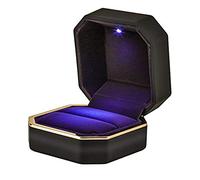 GGYTMQL Scatola Regalo di Gioielli a LED Casotto Elegante in Velluto Collana Scatola a Ciondolo Bracciale con Luce a LED per Gioielli Engagment Wedding Engagment di San Valentino Dimensione Nera di