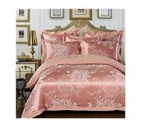GGYTMQL Set da Letto a Quattro Pezzi Set di Piumini Queen Luxury Silky Silky Cotton Soft Trapunter Cover Solid Jacquard Bianchee Set di Cuscinetti con Foglio con Cerniera (Colore Grigio Chiaro,
