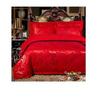 GGYTMQL Set da Letto a Quattro Pezzi Set di Piumini Queen Luxury Silky Silky Cotton Soft Trapunter Cover Solid Jacquard Bianchee Set di Cuscinetti con Foglio con Cerniera (Colore Grigio Chiaro,