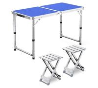GGYTMQL Set da tavolo da campeggio con 2 sgabelli, altezza regolabile Picnic Picnic Picnic Piegatura portatile Airs in alluminio sgabelli per Kiten Outdoor Garden BBQ BBQ BBQ