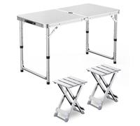 GGYTMQL Set da tavolo da campeggio con 2 sgabelli, altezza regolabile Picnic Picnic Picnic Piegatura portatile Airs in alluminio sgabelli per Kiten Outdoor Garden BBQ BBQ BBQ
