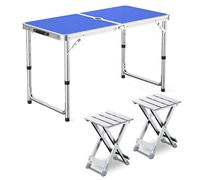 GGYTMQL Set da tavolo da campeggio con 2 sgabelli, altezza regolabile Picnic Picnic Picnic Piegatura portatile Airs in alluminio sgabelli per Kiten Outdoor Garden BBQ BBQ BBQ