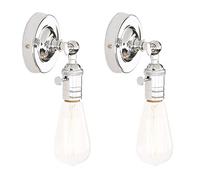 GGYTMQL Set di 2 luci murali da Parete da Parete in Metallo a Loft Vintage Industriale Lights Wall Lights (Chrome)