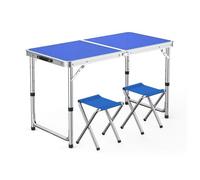 GGYTMQL Set di 3 tavoli da picnic e sgabelli pieghevoli portatili da campeggio, regolabili, con tessuto Oxford, sgabello da prato per giardino all'aperto