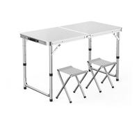 GGYTMQL Set di 3 tavoli da picnic e sgabelli pieghevoli portatili da campeggio, regolabili, con tessuto Oxford, sgabello da prato per giardino all'aperto